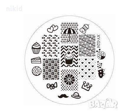  Десерти лято  XY-G24 ново пластмасова кръгла плочка / щампа шаблон за печат на нокти, снимка 1