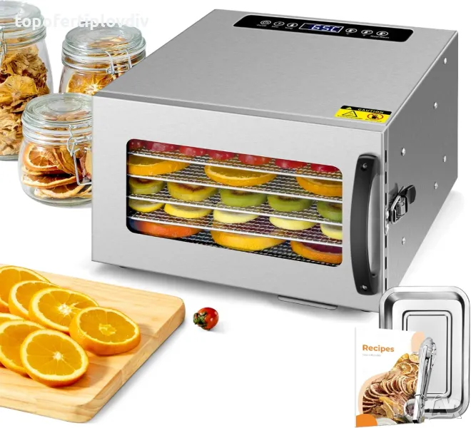 Дехидрататор/Сушилня за плодове Kwasyo Dehydrator Stainless Steel,Гаранция, снимка 1