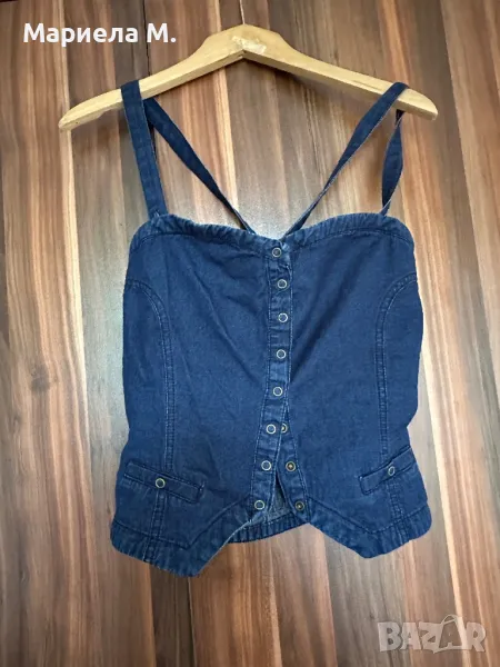 Zara дънково бюстие, S, снимка 1