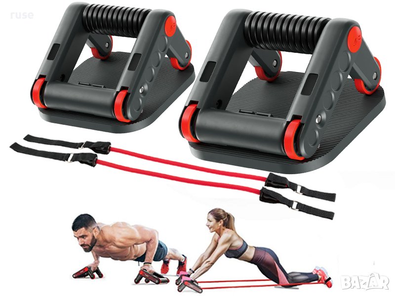 НОВИ! Фитнес 3в1 - ролкови дръжки, опори, експандери, снимка 1