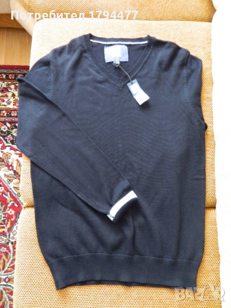60 % Намаление на F & F нов тъмно син тънък пуловер 100% памук , снимка 1