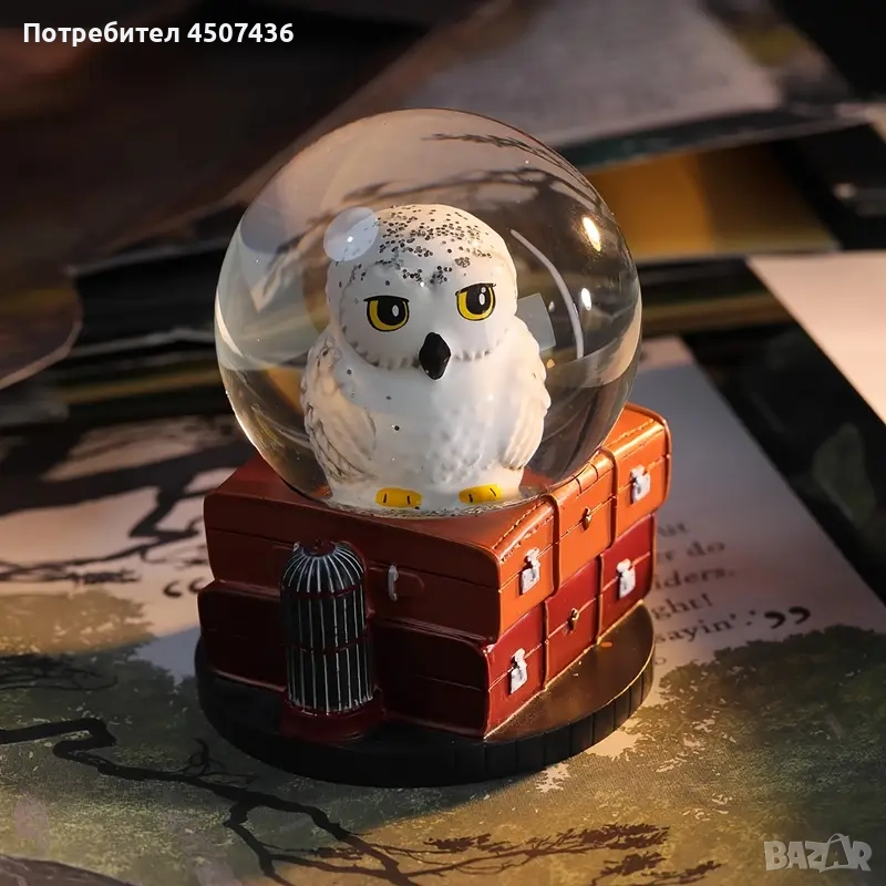 Universal Studios Хари Потър Снежен Кристален глобус сова Хедуиг , Ръчно рисуван , снимка 1