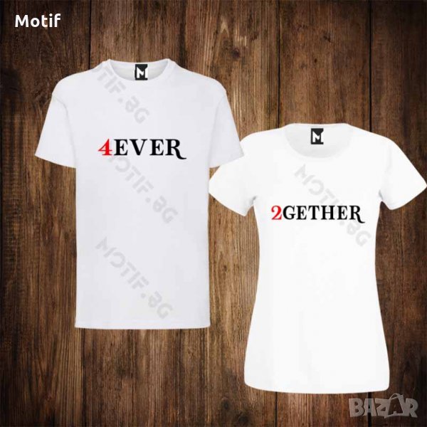 Тениски за двойки с щампа мъжка тениска + дамска тениска TOGETHER FOREVER , снимка 1