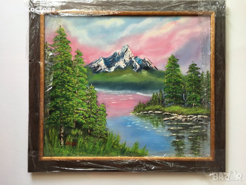 Картина за подарък. Картина с маслени бои. Планински пейзаж ”Борова гора”, снимка 1