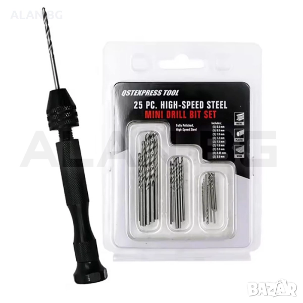 Мини дрелка със свредла с безключов патронник / 26 части, снимка 1