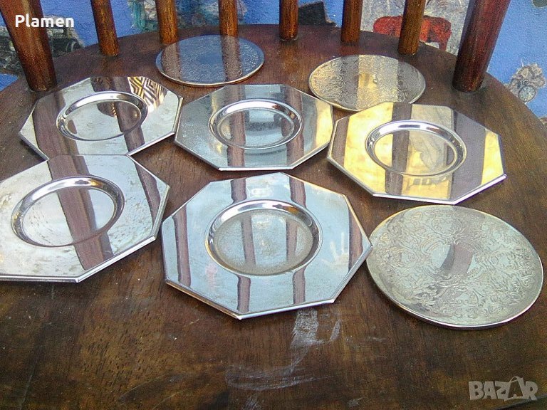 Лот от неръждаеми чинийки поставки, снимка 1