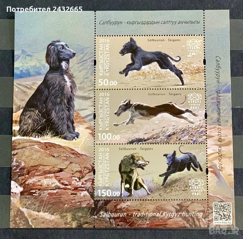 787. Киргизстан 2016 - “ Фауна. Ловни кучета - тайгани  ”, **, снимка 1