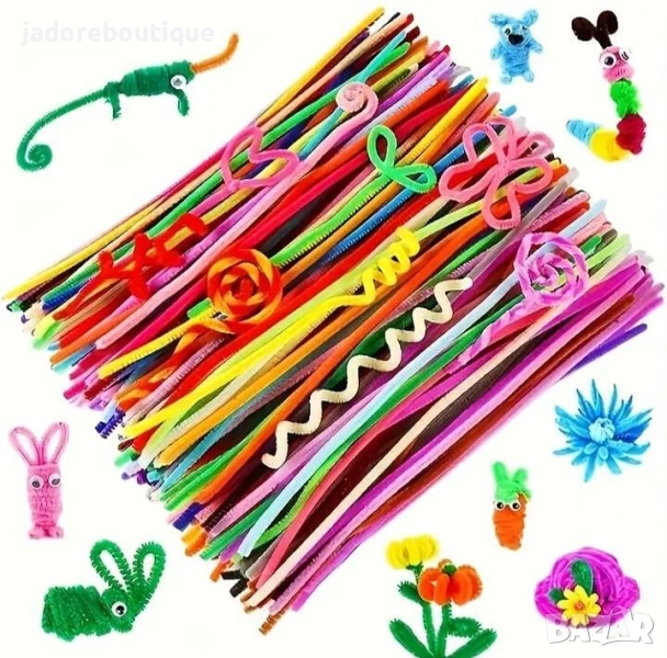 50 бр Пухени телени пръчки за декорация - микс цветове, снимка 1