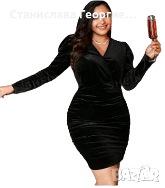 Рокля черен плюш-хл, снимка 1