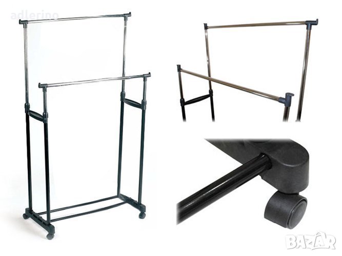 Двойна закачалка за дрехи, практична подвижна закачалка, снимка 1