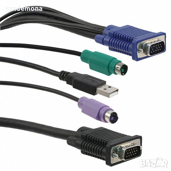 USB KVM кабел с PS2 + USB конектори, снимка 1
