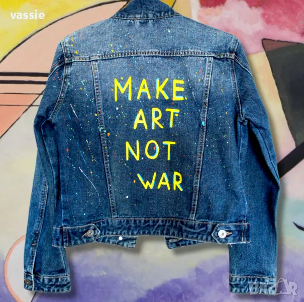 Ръчно рисувано дънково яке, снимка 1