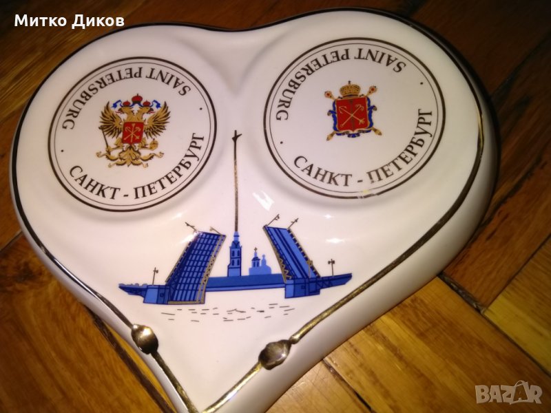 Чиния Пепелник Ленинград 24карата злато облицовка -порцелан, снимка 1