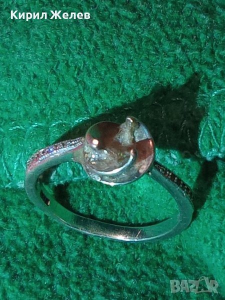 ИЗЯЩЕН СКЪПОЦЕНЕН СРЕБЪРЕН ФИН ПРЪСТЕН СРЕБРО 925 с ФАСЕТИРАНИ ИСКРЯЩИ ЦИРКОНИ 40575, снимка 1