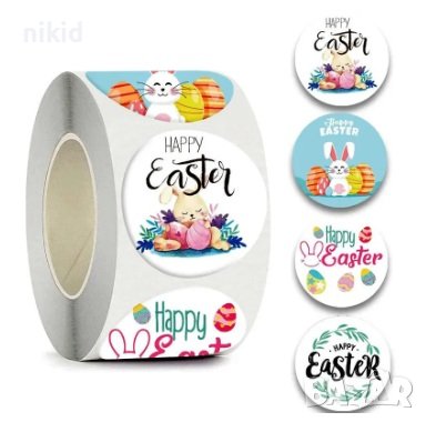 100 бр Великденски EASTER заек самозалепващи лепенки стикери за ръчна изработка за подарък, снимка 1