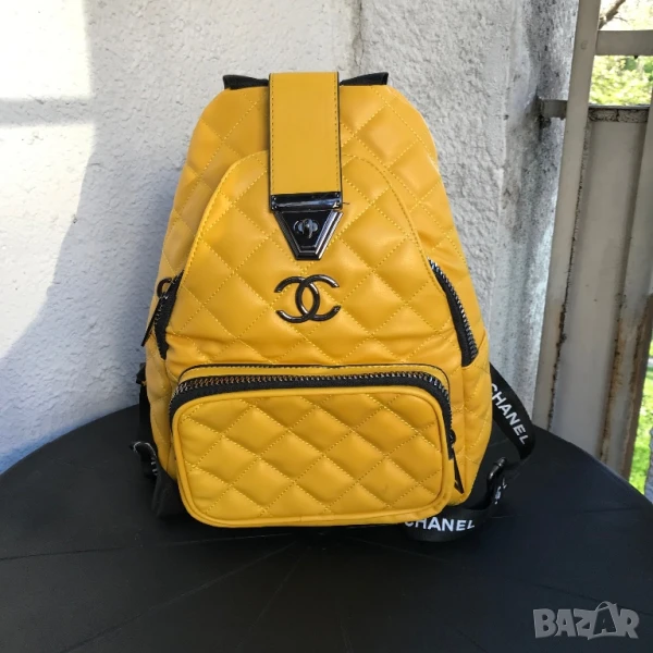 Стилен дамски раничка Chanel – жълта, нова, снимка 1