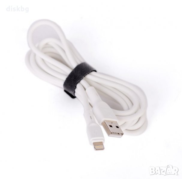 Нов кабел USB към iPhone 6/7/8... "YOURZ" високоскоростен, силиконов, бял, 2 метра, снимка 1