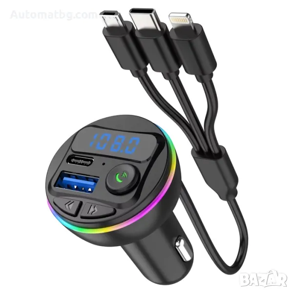 FM Трансмитер Automat, 1 USB, 12V, Трансмитер с Led дисплей, снимка 1