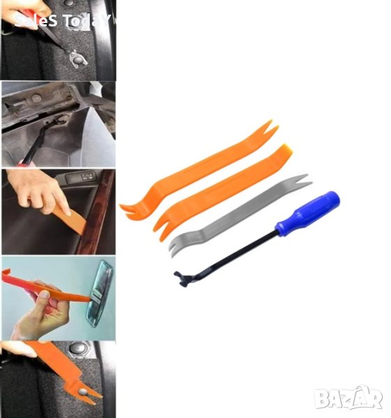 Инструменти за интериор 4 части, монтаж / демонтаж на щипки, премахване на тапицерии, лайсни, панели, снимка 1