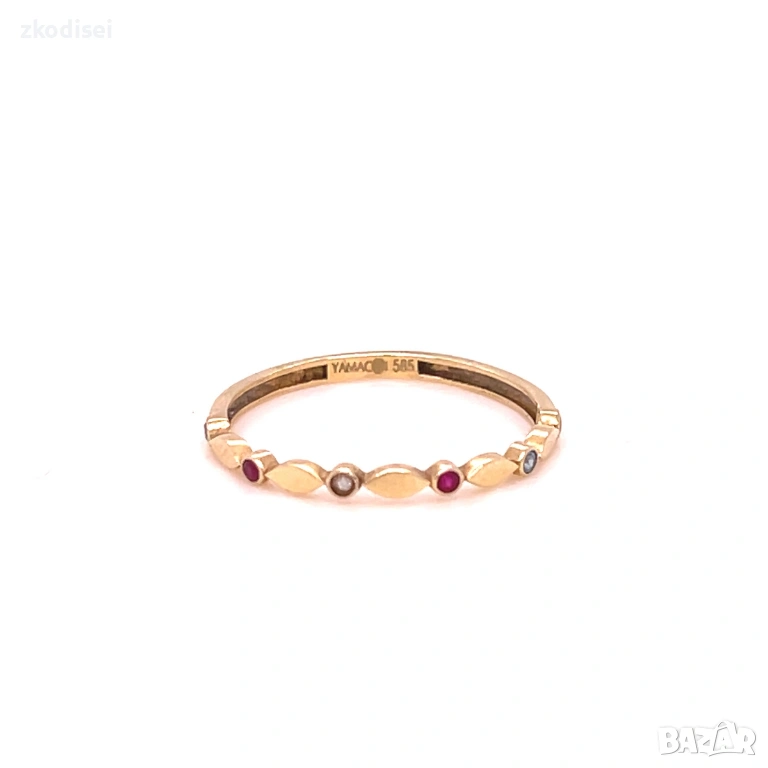 Златен дамски пръстен 0,85гр. размер:54 14кр. проба:585 модел:35002-5, снимка 1