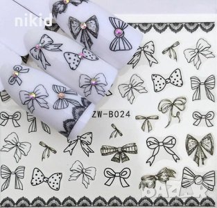 YZW--B024 Черни прозрачни панделки слайдер ваденки водни стикери за нокти маникюр татос, снимка 1