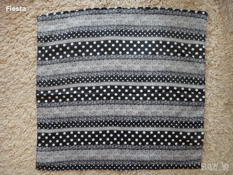 Нов копринен шал GiAnni черен на бели точки, снимка 1