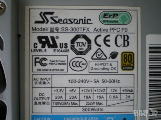 Захранване Seasonic SS-300TFX 300W TFX, снимка 3 - Захранвания и кутии - 43230939
