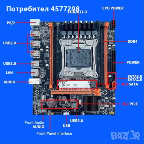Дънна платка X99H DDR4, LGA 2011 3 дънна платка за серия Intel H81 B85, DDR4 дънна платка с двуканал, снимка 3 - Дънни платки - 52331247