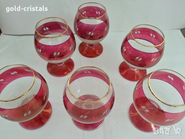 Ретро стъклени чаши с златен кант , снимка 3 - Антикварни и старинни предмети - 27169049