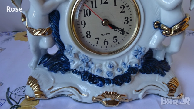 Порцеланов настолен часовник с херувими и гълъби. , снимка 3 - Антикварни и старинни предмети - 52219139