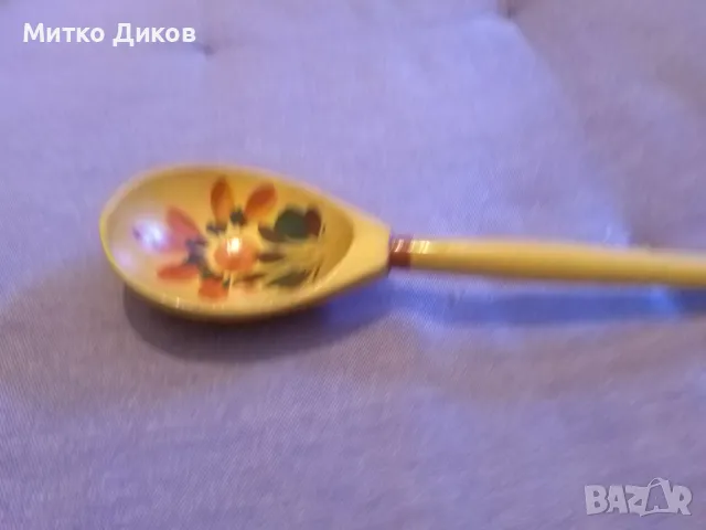 Сувенирна ръчно рисувана дървена лъжица 19см нова от соца, снимка 2 - Декорация за дома - 49442263