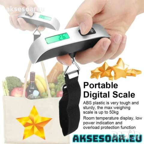 Нов джобен LCD преносим електронен кантар везна за багаж до 50 кг. със скала 10 гр. кантарче за дома, снимка 5 - Везни - 50390958