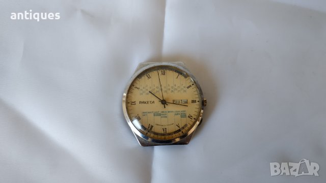 Мъжки механичен ръчен часовник - РАКЕТА / RAKETA - Календар, снимка 1 - Антикварни и старинни предмети - 38147907