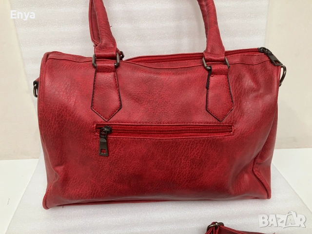 Дамска чанта от еко-кожа - червена, снимка 3 - Чанти - 53456512