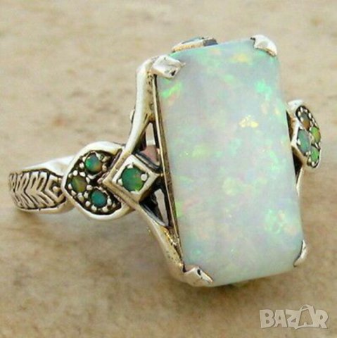 Пръстен с циркони, полирано сребро