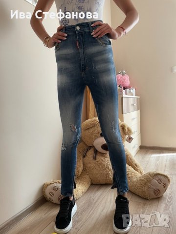 Еластични с висока талия страхотни изчистени дънки Dsquared2 , снимка 10 - Дънки - 33022790