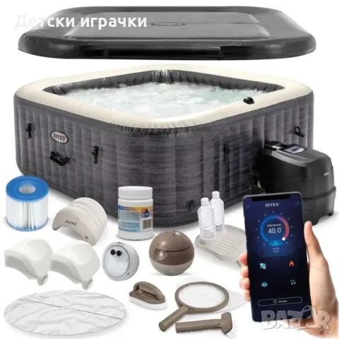 Надуваемо джакузи Intex PureSpa 239 х 188 х 71см, Greystone Bubble Deluxe, 6 места, снимка 4 - Други - 49899462