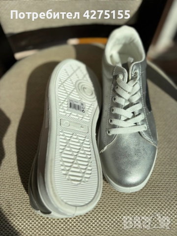 Нови Сребърни обувки размер 38, снимка 2 - Дамски обувки на ток - 51592340