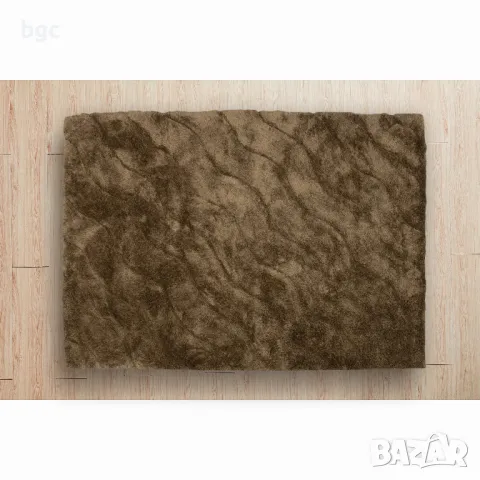 НОВ КИЛИМ 3D Kring 160x230 Shaggy, 2200 gsm, , Модел на вълни, Бежов/Кафяв - 12 месеца гаранция, снимка 6 - Килими - 49438973