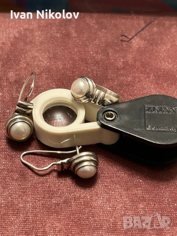 Дамски сребърен комплект с естествени перли