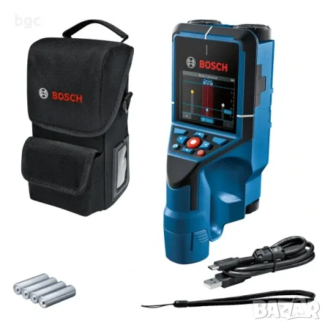 Скенер за стени Bosch D-tect 200 C Professional, 12 V, 200 мм, с 4 алкални батерии AA