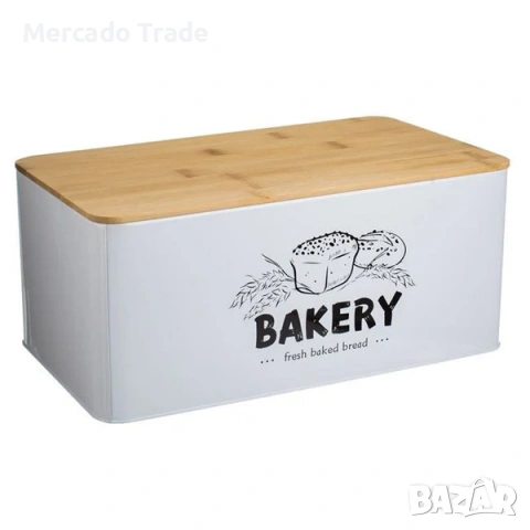 Метална кутия за бисквити Mercado Trade, Правоъгълна, Бял, снимка 2 - Кутии за храна - 53419637