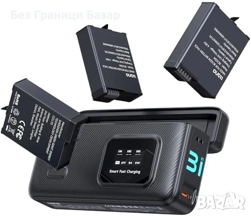 Нова llano зарядна кутия 30W PD, LED дисплей, 3 батерии за Osmo Action