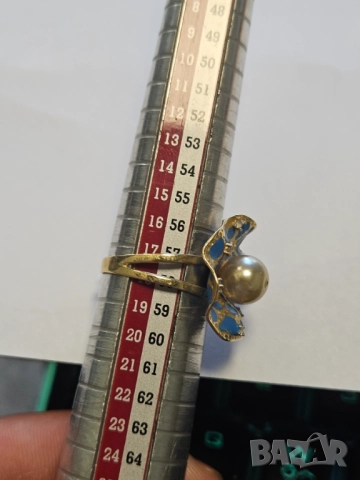 Дамски златен пръстен с перла 585/14к 3.67гр, снимка 4 - Пръстени - 51531820