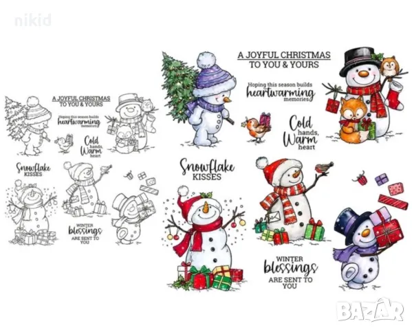 Снежен Човек Коледен силиконов гумен печат декор бисквитки фондан Scrapbooking, снимка 2 - Други - 47940816