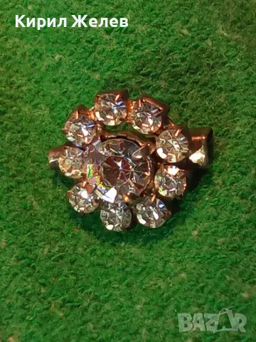 СТАРА СКЪПОЦЕННА ФЛОРАЛНА СРЕБРИСТА БРОШКА с ФАСЕТИРАНИ БОХЕМСКИ КРИСТАЛИ и ЦИРКОНИ 11846, снимка 7 - Антикварни и старинни предмети - 35642296