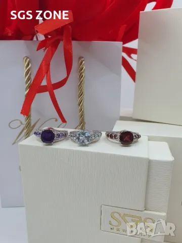 Сребърен Пръстен с Топаз, Аметист, Гранат, снимка 15 - Пръстени - 50311232