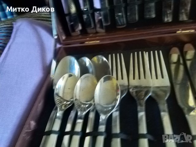 Lamart марков комплект от 24 броя-6 вилици-12 лъжици-6ножа нови в дървена кутия, снимка 4 - Прибори за хранене, готвене и сервиране - 40483208