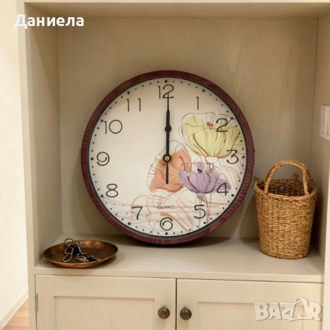 Стенен часовник Ø 25 см – стилен подарък за дом, уют и организация, снимка 4 - Дамски - 52628408