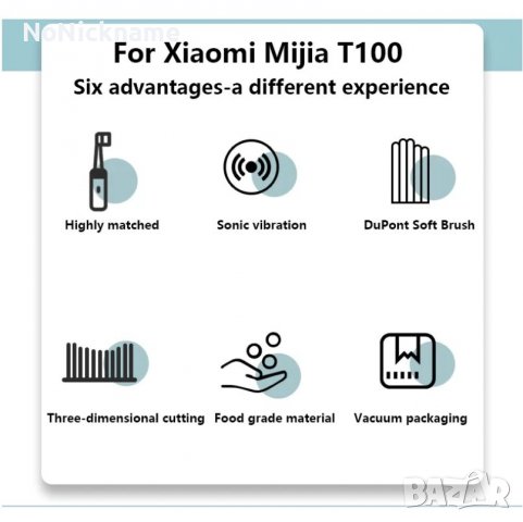 3бр. Оригинални Резервни глави за електрическа четка за зъби Xiaomi Mijia T100, снимка 6 - Други - 38636049